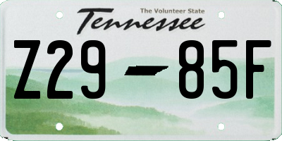 TN license plate Z2985F