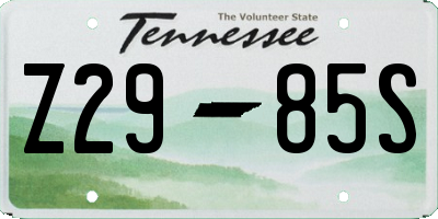 TN license plate Z2985S
