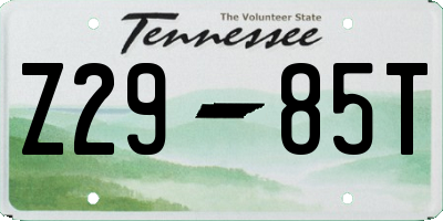 TN license plate Z2985T