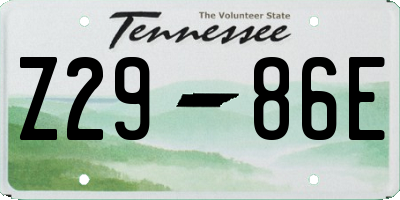 TN license plate Z2986E