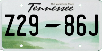 TN license plate Z2986J