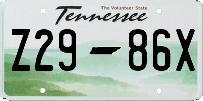 TN license plate Z2986X