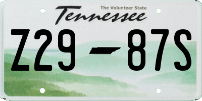 TN license plate Z2987S