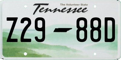 TN license plate Z2988D