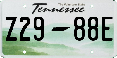 TN license plate Z2988E