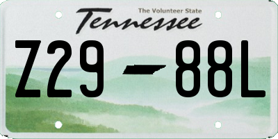 TN license plate Z2988L