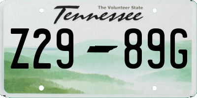 TN license plate Z2989G