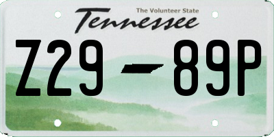 TN license plate Z2989P
