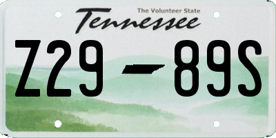 TN license plate Z2989S