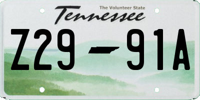TN license plate Z2991A