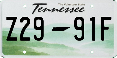 TN license plate Z2991F