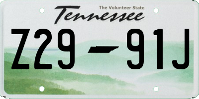 TN license plate Z2991J