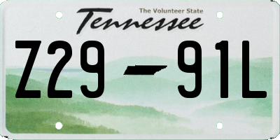 TN license plate Z2991L