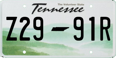 TN license plate Z2991R