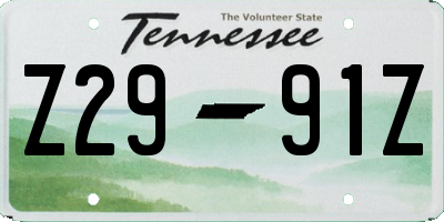 TN license plate Z2991Z