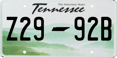 TN license plate Z2992B