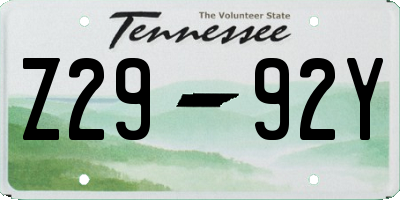 TN license plate Z2992Y