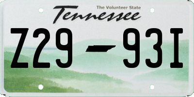 TN license plate Z2993I