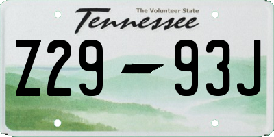 TN license plate Z2993J