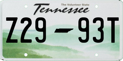 TN license plate Z2993T
