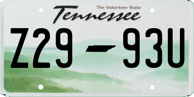 TN license plate Z2993U