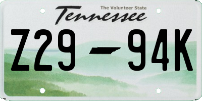TN license plate Z2994K