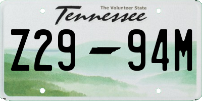 TN license plate Z2994M