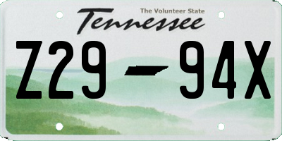 TN license plate Z2994X