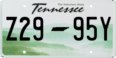 TN license plate Z2995Y