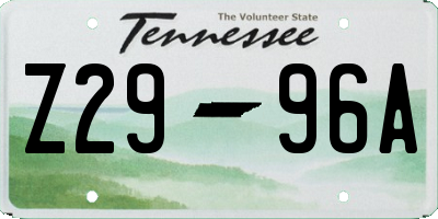 TN license plate Z2996A