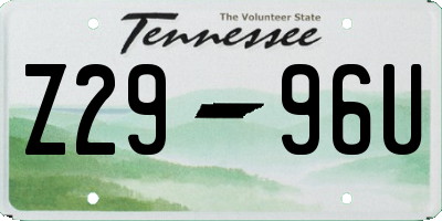 TN license plate Z2996U