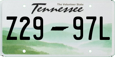 TN license plate Z2997L