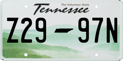 TN license plate Z2997N