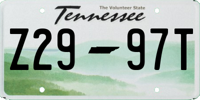 TN license plate Z2997T