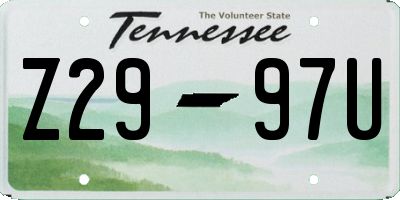 TN license plate Z2997U