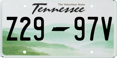 TN license plate Z2997V