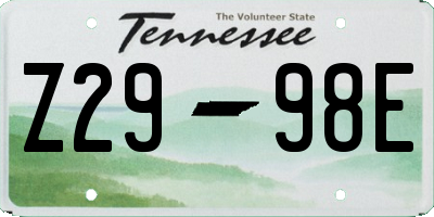 TN license plate Z2998E