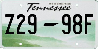 TN license plate Z2998F