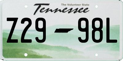 TN license plate Z2998L