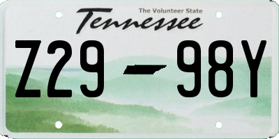 TN license plate Z2998Y