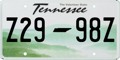 TN license plate Z2998Z