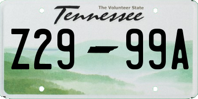 TN license plate Z2999A