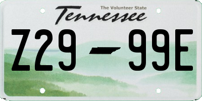TN license plate Z2999E
