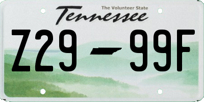 TN license plate Z2999F