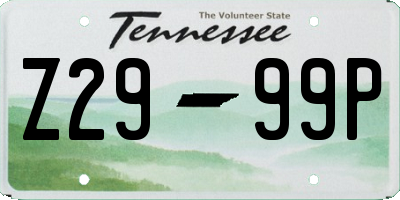 TN license plate Z2999P