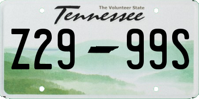 TN license plate Z2999S