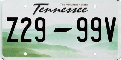 TN license plate Z2999V