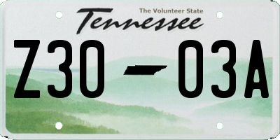 TN license plate Z3003A