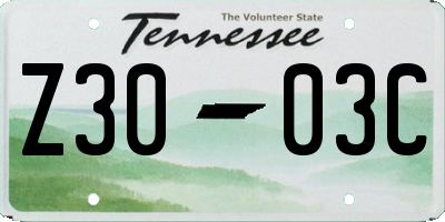 TN license plate Z3003C