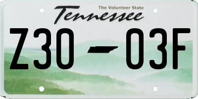 TN license plate Z3003F
